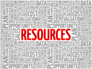 RESOURCES word cloud, business concept