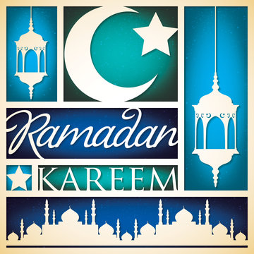 Paper cut out "Ramadan Kareem" (Generous Ramadan) card in vector format.
