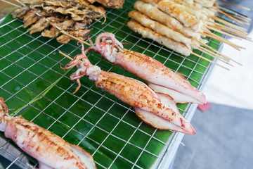 Octopus on the grill, Thai Sea Food.