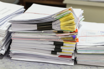Stacks of paper.
