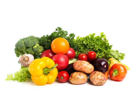 Fototapeta vegetables isolated on a white background
