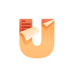 U letter with task list icon. Task list paper.