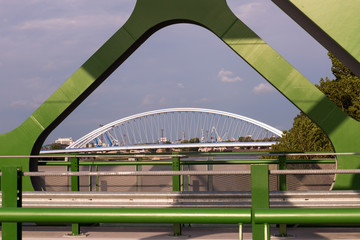 View from Bratislava's new Old Bridge (Stary Most) towards Apollo Bridge