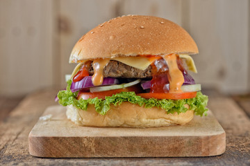 Beef burger close up