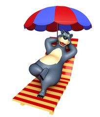 cute Bear cartoon character with beach chair
