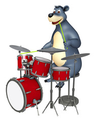 cute Bear cartoon character with drum