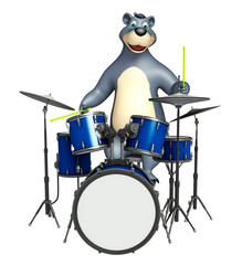 cute Bear cartoon character with drum
