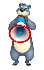 cute Bear cartoon character with loudspeaker