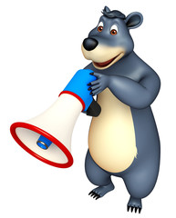 cute Bear cartoon character with loudspeaker