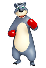 cute Bear cartoon character with boxing glubs