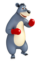cute Bear cartoon character with boxing glubs