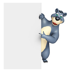 cute Bear cartoon character with white board
