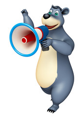 cute Bear cartoon character with loudspeaker