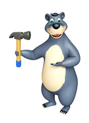 cute Bear cartoon character with hammer