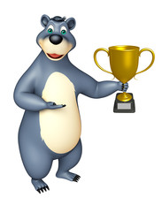 cute Bear cartoon character with winning cup