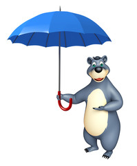 cute Bear cartoon character with umbrella