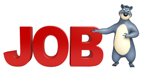 cute Bear cartoon character with job sign