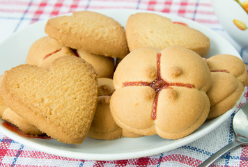 Shortbread biscuits on a white background