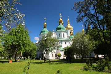  The architecture of St. Sophia Cathedral with beautiful domes..