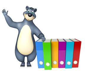 fun Bear cartoon character with files
