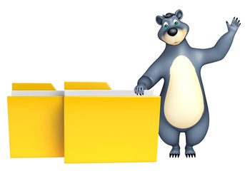 cute Bear cartoon character with folder