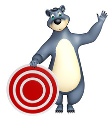 fun Bear cartoon character with target sign