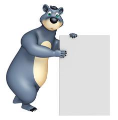 cute Bear cartoon character with white board