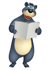 fun Bear cartoon character  with news paper