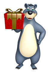 cute Bear cartoon character with gift box
