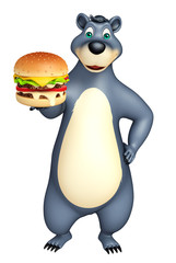 cute Bear cartoon character with burger