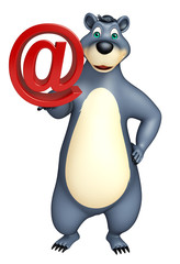 cute Bear cartoon character with at the rate sign