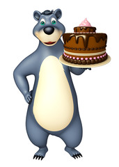 cute Bear cartoon character with cake
