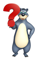 cute Bear cartoon character with question mark sign