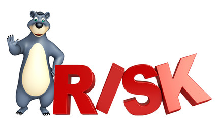 Bear cartoon character with risk sign