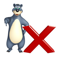 fun Bear cartoon character with cross sign