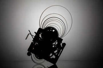 Clock mechanism high resolution. Focus on the central gears