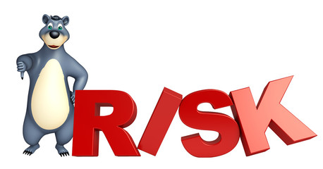 Bear cartoon character with risk sign