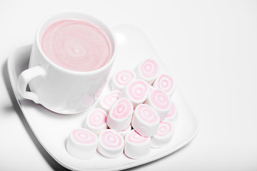 Cup Of Coffee and pink marshmallow
