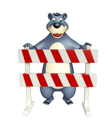 fun Bear cartoon character with baracades