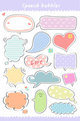 hand drawn, cute speech bubble collection, speaking, text box template