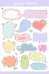 Foto op Canvas hand drawn, cute speech bubble collection, speaking, text box template © echiechi