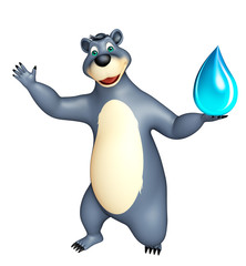 fun Bear cartoon character with water drop