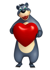 cute Bear cartoon character with heart