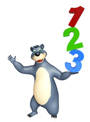 fun Bear cartoon character with 123 sign