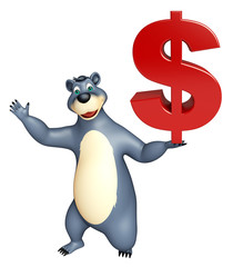 fun Bear cartoon character with doller sign