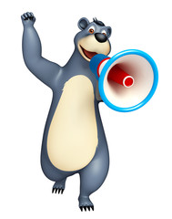 fun Bear cartoon character with loudspeaker