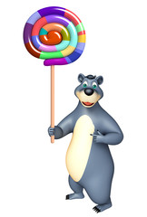 cute Bear cartoon character with lollipop