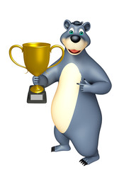 cute Bear cartoon character with winning cup