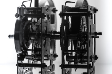 Clock mechanism high resolution. Focus on the central gears