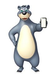 fun Bear cartoon character with mobile